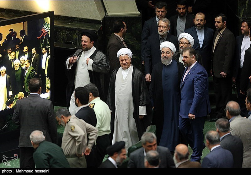 هاشمی، روحانی، سید حسن خمینی و آملی لاریجانی در یک قاب/ عکس