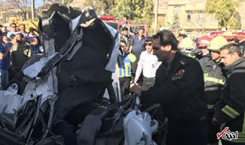تصاویر ناگوار از ترمز بریدن کامیون با دو نفر کشته در شیراز