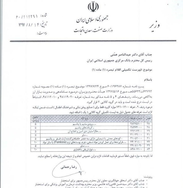 ارز اختصاصی برای واردات چند کالا تغییر کرد + سند