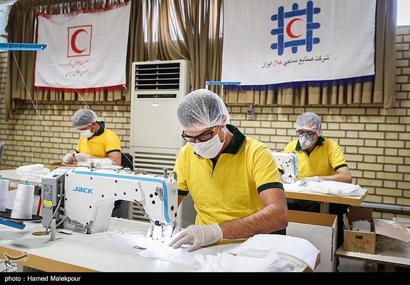کارخانه&zwnj;های تولید ماسک و مواد ضدعفونی هلال احمر