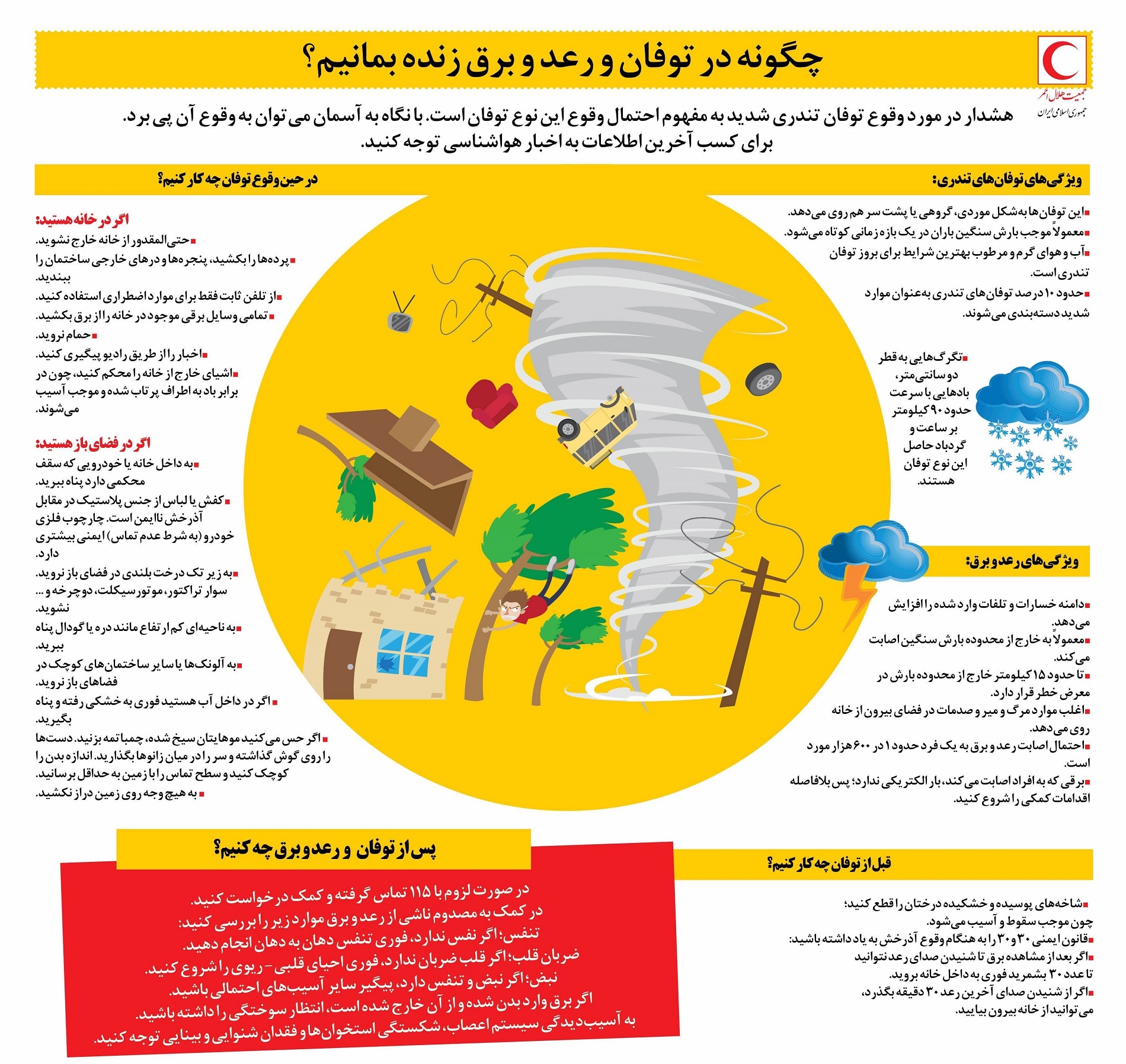 اینفوگرافیک/ چگونه در توفان و&zwnj; رعد و برق زنده بمانیم؟
