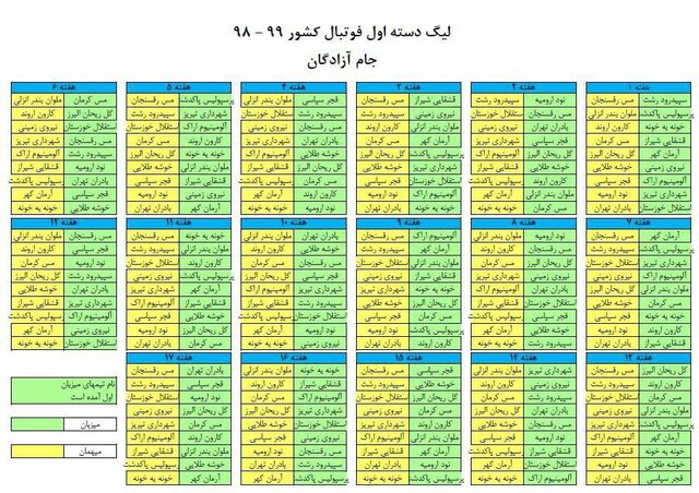 برنامه فصل جدید لیگ آزادگان مشخص شد