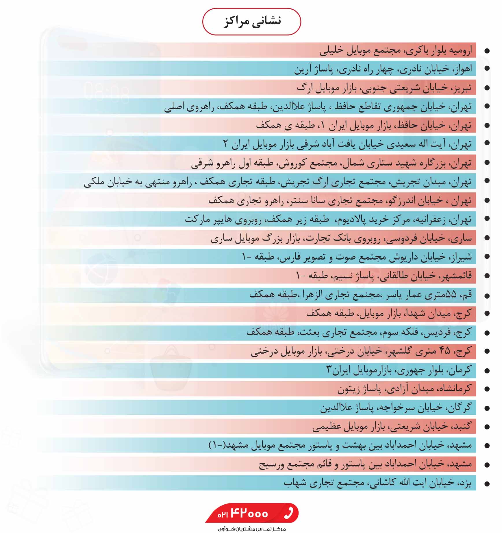 مراکز رایگان ارائه خدمات نرمافزاری به مشتریان هوآوی در سراسر کشور مراکز رایگان ارائه خدمات نرمافزاری به مشتریان هوآوی در سراسر کشور