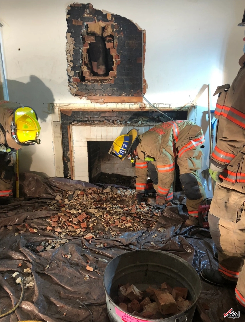 گیر گردن سارق بد شانس در دودکش