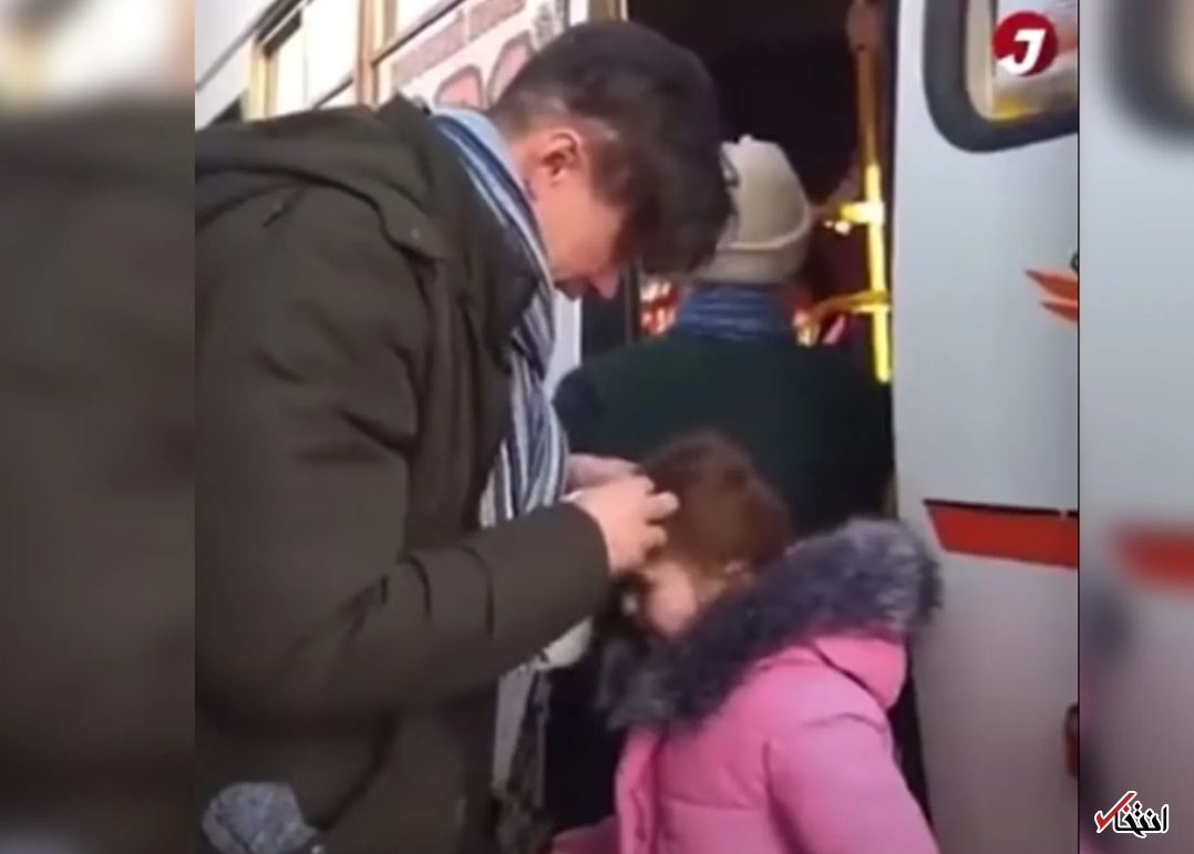 تصاویر دردناک خداحافظی یک پدر اوکراینی با فرزندش