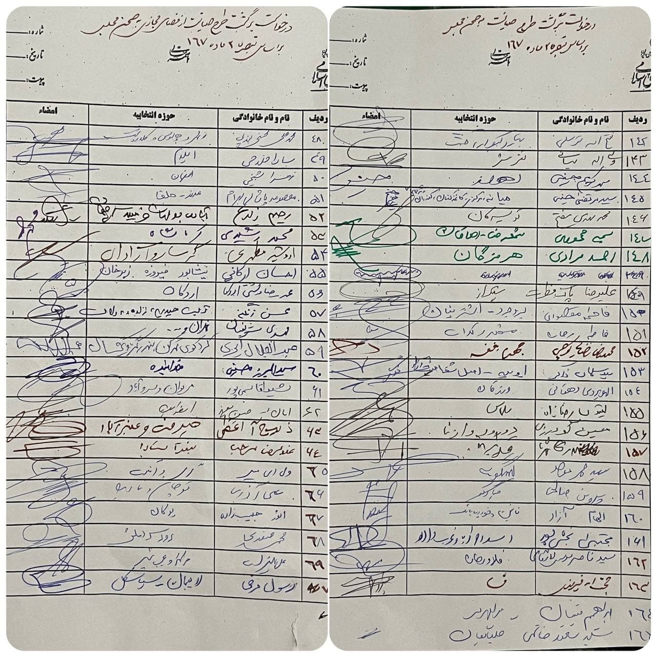 اعلام اسامی ١۶٧ نماینده که درخواست بازگشت طرح صیانت به صحن علنی مجلس را مطرح کردند اعلام اسامی ١۶٧ نماینده که درخواست بازگشت طرح صیانت به صحن علنی مجلس را مطرح کردند