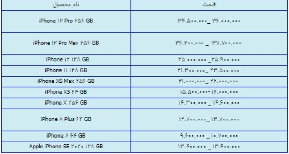 قیمت انواع آیفون امروز ۳۰ خرداد ۱۴۰۰