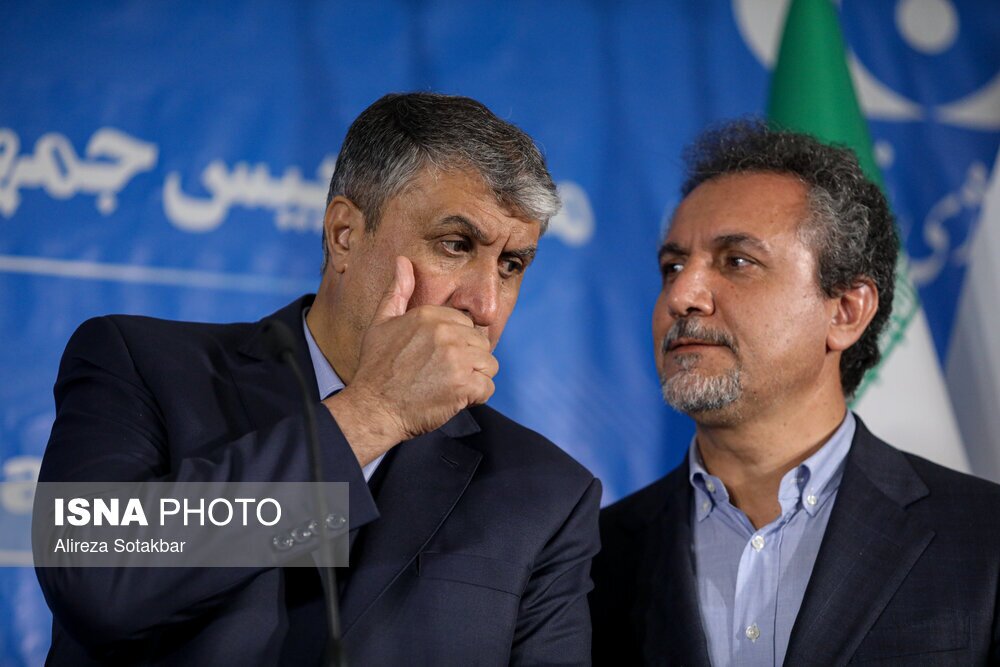 تصاویر: کنفرانس خبری رافائل گروسی و محمد اسلامی، رییس سازمان انرژی اتمی