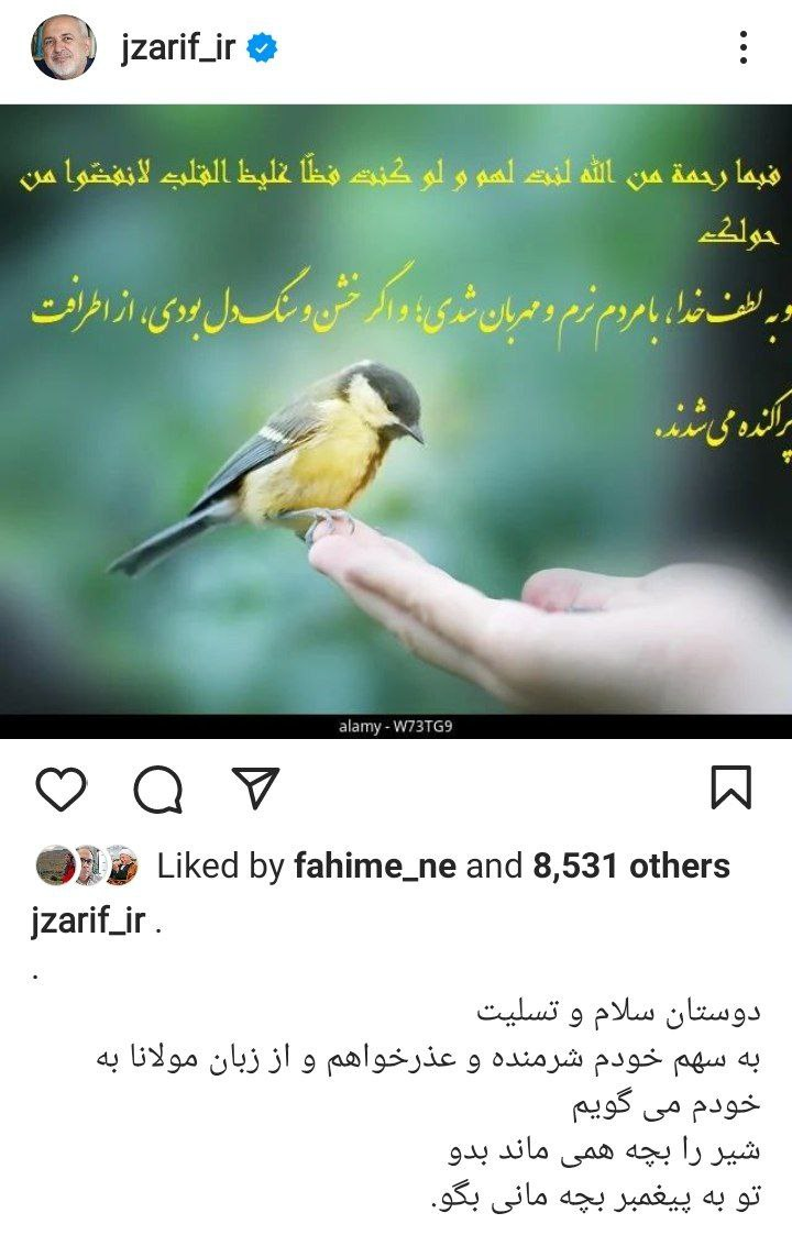 پیام تسلیت ظریف برای درگذشت مهسا امینی پیام تسلیت ظریف برای درگذشت مهسا امینی