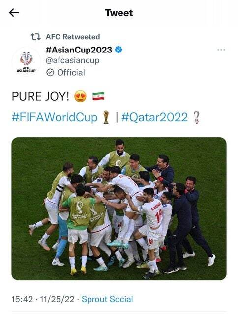 واکنش AFC به پیروزی ایران مقابل ولز؛ یک شادی ناب واکنش AFC به پیروزی ایران مقابل ولز؛ یک شادی ناب