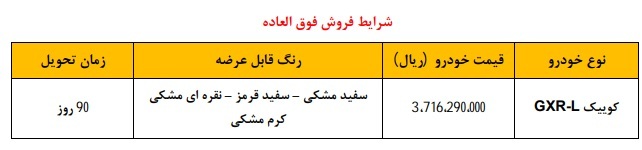 طرح جدید سایپا برای فروش کوییک GX-L