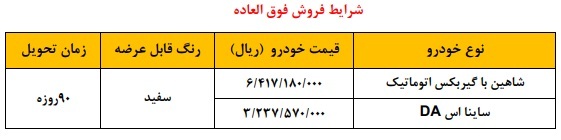 طرح فروش فوق العاده سایپا با شاهین اتوماتیک و ساینا S
