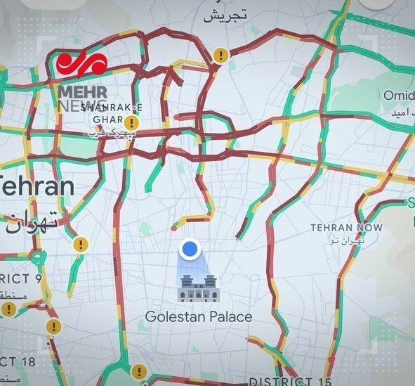 اکثر محورهای مواصلاتی مناطق شمال تهران شاهد ترافیک سنگین هستند.