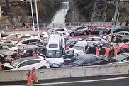 ببینید /  تصادف زنجیره‌ای بیش از ۱۰۰ خودرو در شرق چین به دلیل  یخ‌زدگی جاده