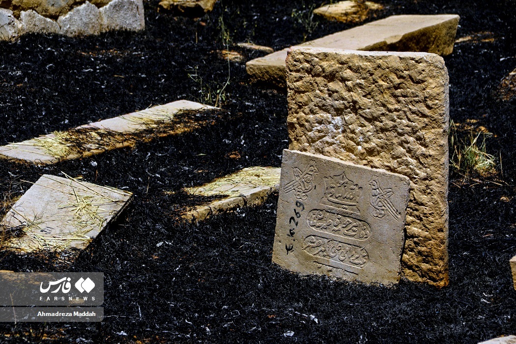 تصاویر: آتش‌سوزی در قبرستان ۱۰۰۰ ساله «دارالسلام»
