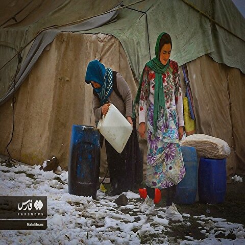 تصاویر: عشایر قره‌داغ در «برف و کولاک» بهاری