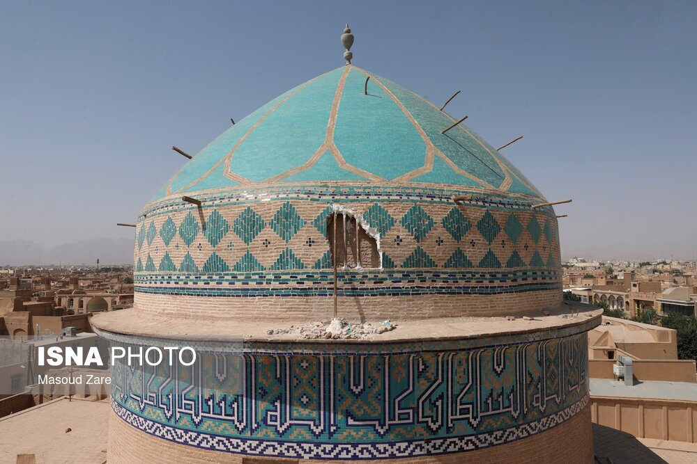 تصاویر: گنبد مسجد امیرچخماق پس از ریزش