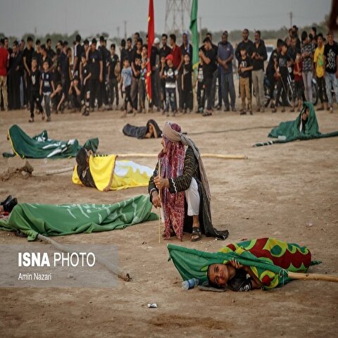 تصاویر: مراسم نمادین خاکسپاری شهدای کربلا - حمیدیه