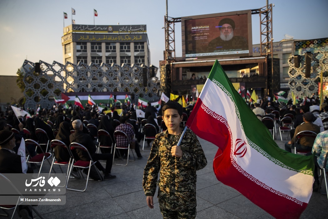 تصاویر: پخش سخنرانی دبیر کل حزب الله در تهران