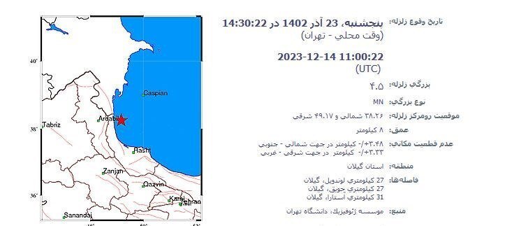 زلزله‌ ۴.۵ ریشتری لوندویل در گیلان را لرزاند/ اعزام ۳ تیم ارزیاب ‌به ‌کانون زلزله‌ + جزئیات