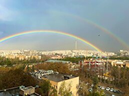 ویدیو / باران تهران و رنگین کمان در مرزداران