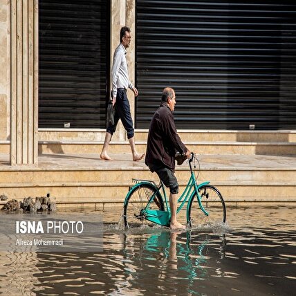 تصاویر: خیابان‌های اهواز پس از باران