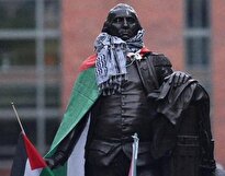 ببینید/ چفیه و پرچم فلسطین بر دوش مجسمه جرج واشنگتن