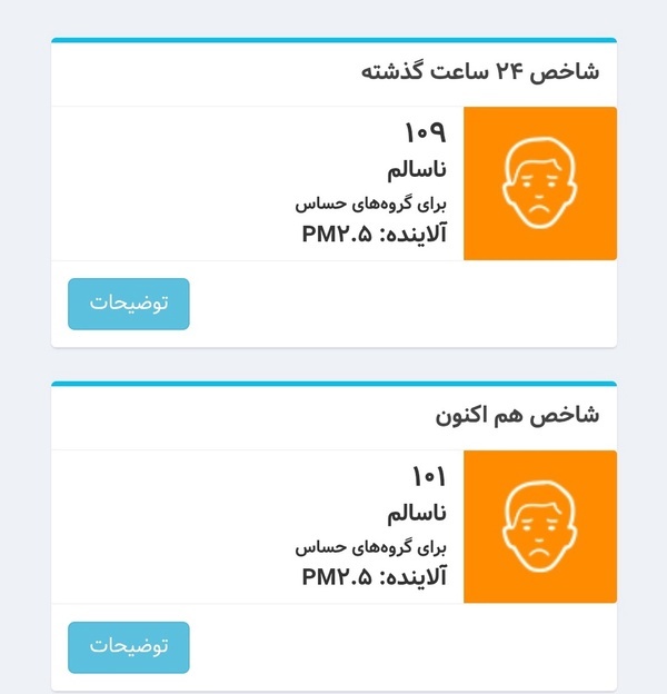 هوای پایتخت مجدداً برای گروه‌های حساس ناسالم شد