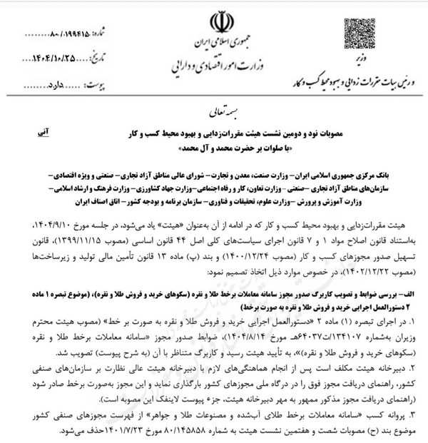 مصوبه هیئت مقررات زدایی؛ سکوهای فروش آنلاین طلا، برخط مجوز می‌گیرند