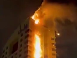 ببینید/ آتش‌سوزی هتل محل سکونت سربازان آمریکایی در کویت