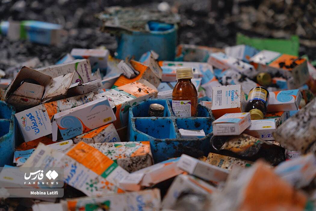 تصاویر: حمله موشکی به انبار ذخیره دارو و شیرخشک در همدان