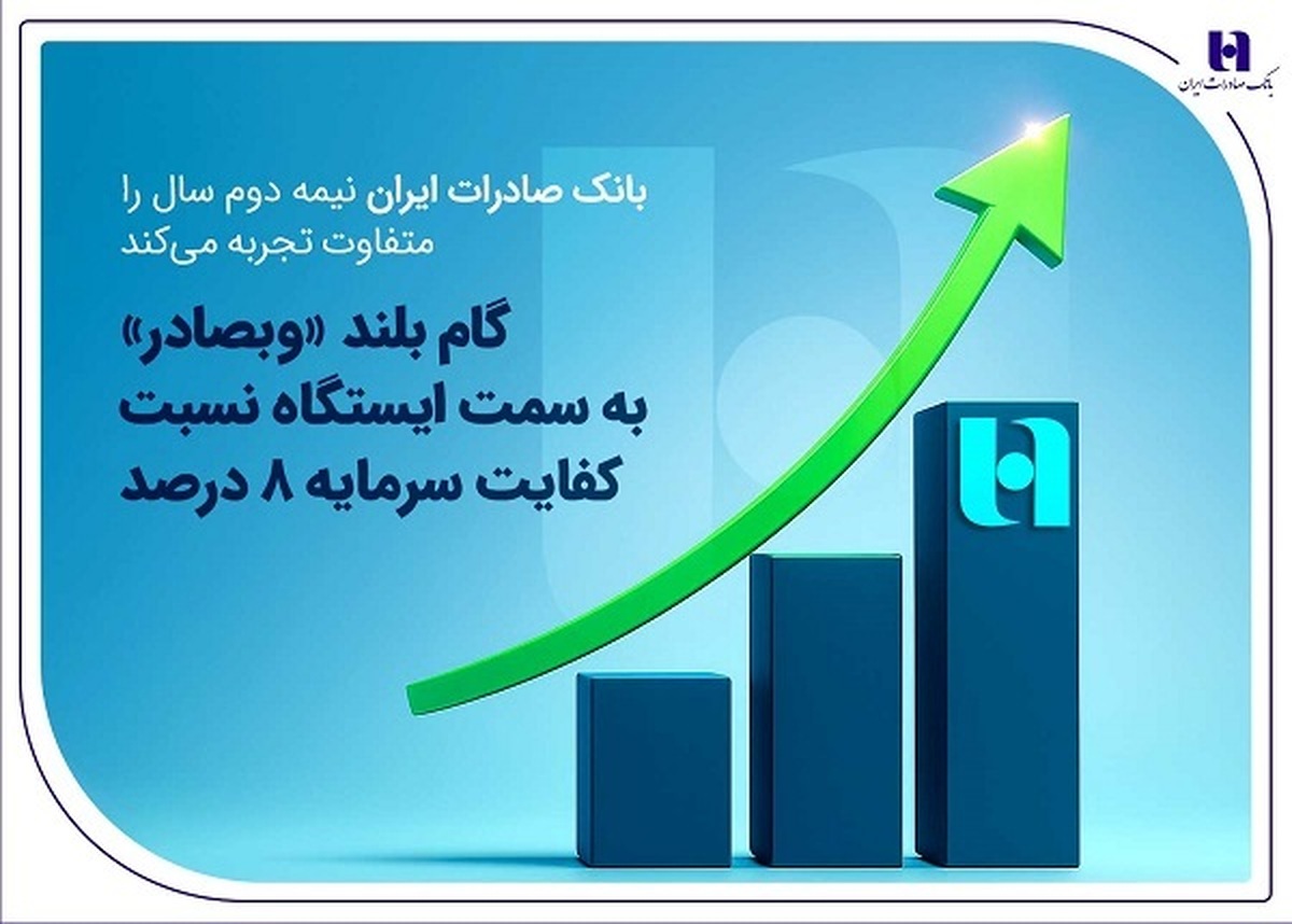 بانک صادرات ایران نیمه دوم سال را متفاوت تجربه می‌کند
گام بلند «وبصادر» به سمت ایستگاه نسبت کفایت سرمایه ۸ درصد