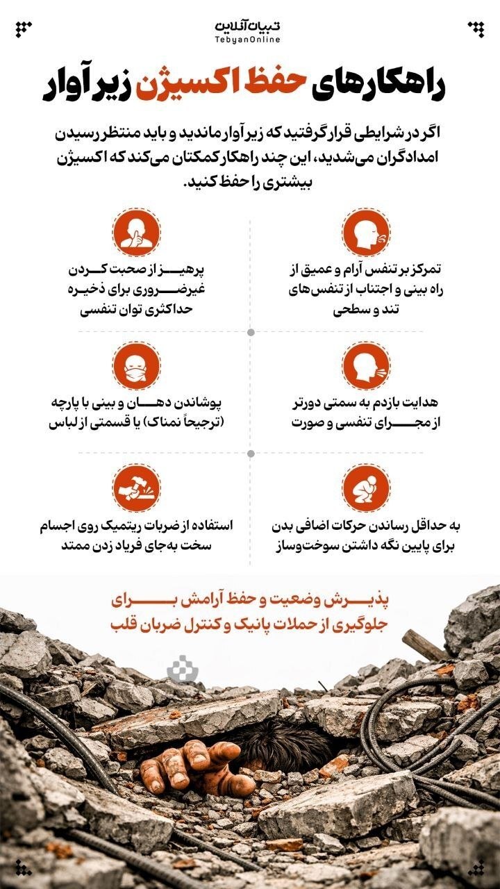 راهکارهای حفظ اکسیژن زیر آوار