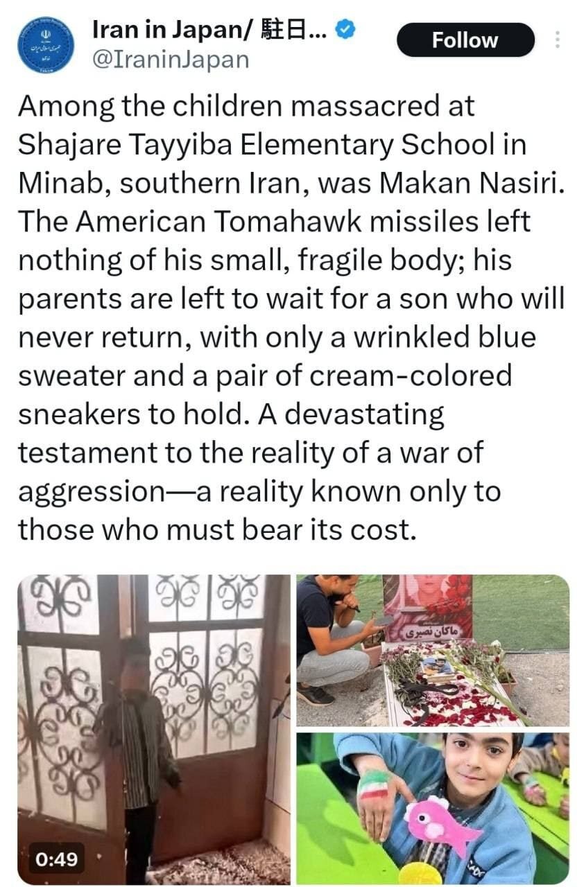 سفارت ایران در ژاپن: تاماهاک آمریکایی چیزی از بدن ماکان نصیری باقی نگذاشت