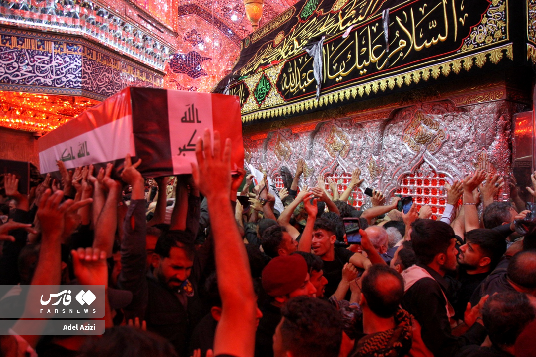 تصاویر: وداع با شهدای حشدالشعبی در جوار حرم سیدالشهدا(ع)