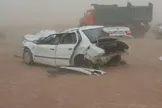 طوفان شن و کاهش شدید میدان دید افقی؛ ۴۶ نفر بر اثر ۲ تصادف زنجیره‌ای در مسیر زاهدان به زابل مصدوم شدند