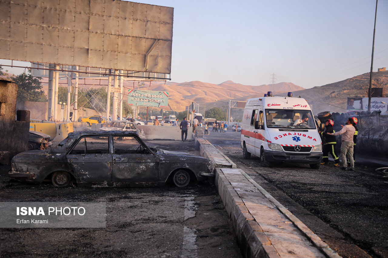 تصاویر: حادثه انفجار تانکر سوخت - سنندج