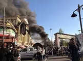 آتش سوزی در میدان تجریش؛ سخنگوی آتش نشانی: علت وقوع این حریق، آتش گرفتن گاز پیک نیک در یک موکب بوده که باعث سرایت آتش آن به چادر و سیاهی های موکب شده