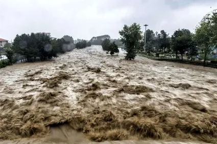 ببینید/ جاری شدن سیل در ورودی روستای گوینیک خراسان شمالی