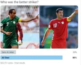 نظرسنجی فیفا درباره برترین مهاجم آسیا در جام جهانی؛ علی دایی، سامی الجابر را شکست داد